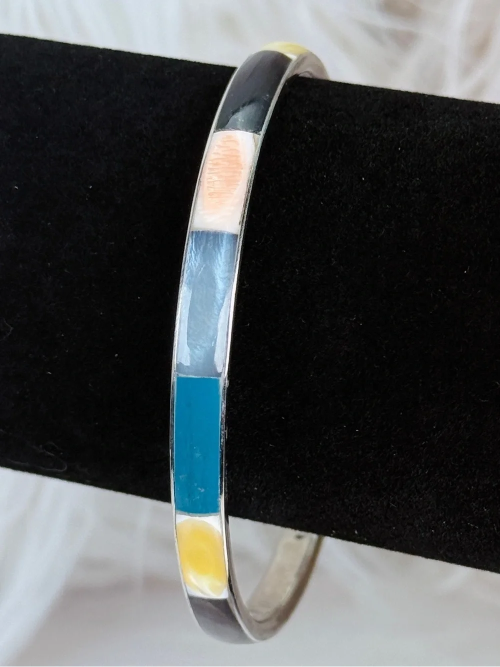 Vintage Silvertone Colorful Bangle Bracelet